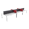 Strata 6 person desk mount red screens
